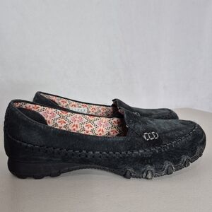 Skechers Womens Relaxed Fit Memory Foam Suede Biker Pedestrian Slip-On - Size 7